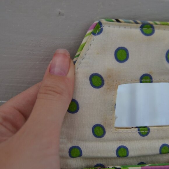 Vera Bradley White Pink Green Casey Sateen Wallet Clutch Limited Edition - Picture 4 of 6